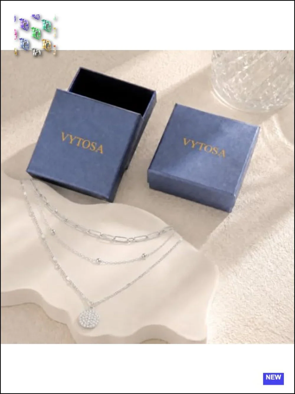 Layered Necklace Set - 3 Piece Silver Gold Paperclip Satellite CZ Pendant